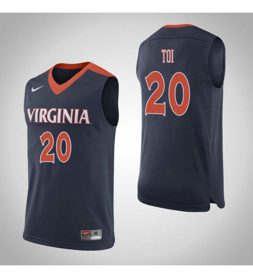Amandine Toi Virginia Cavaliers #20 Navy stitched throwback college basketball jersey