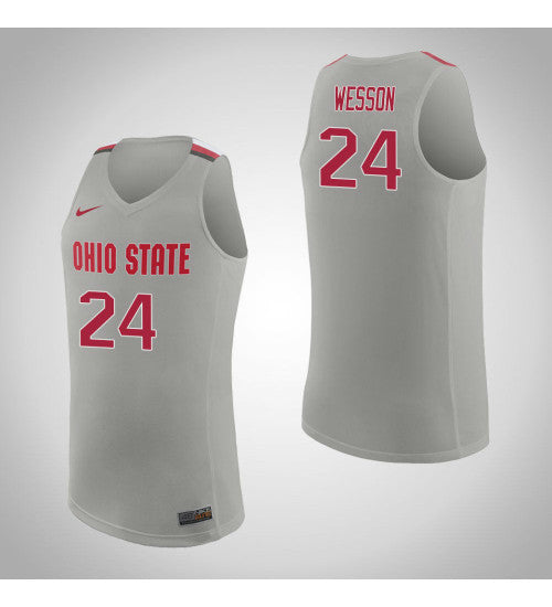 Ohio State Buckeyes #24 Andre Wesson College Basketball Jersey Pure Gray stitched college jersey