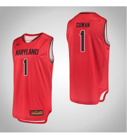Maryland Terrapins 1 Anthony Cowan College Basketball Jersey Red | Stitched Jersey RTJS 3236