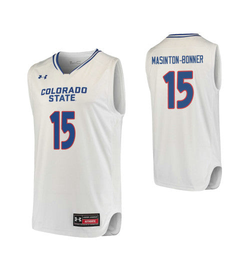 Colorado State Rams 15 Anthony Masinton Bonner College Basketball Jersey White stitched basketball jersey for game day