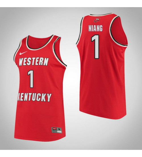 Western Kentucky 1 Arame Niang Performance College Basketball Jersey Red | Stitched Jersey RTJS 5980