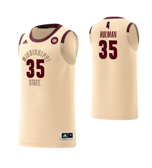 Mississippi State Bulldogs #35 Aric Holman Harlem Renaissance College Basketball Jersey Cream stitched college jersey