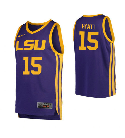 Lsu Tigers 15 Aundre Hyatt College Basketball Jersey Purple stitched retro jersey
