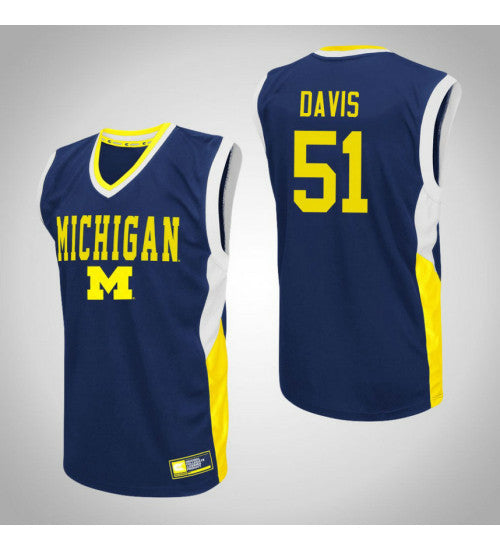 Michigan Wolverines #51 Austin Davis Fadeaway College Basketball Jersey Blue stitched college jersey
