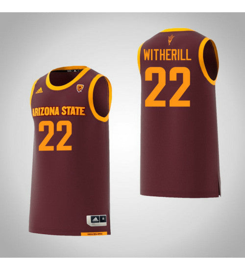 Arizona State Sun Devils 22 Austin Witherill College Basketball Jersey Maroon stitched basketball jersey for game day fanwear