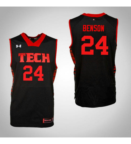 Texas Tech Red Raiders 24 Avery Benson College Basketball Jersey Black | Stitched Jersey RTJS 6790