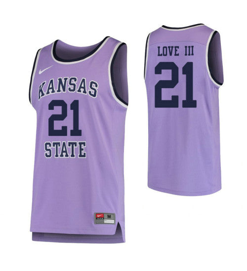 Kansas State Wildcats 21 James Love Iii College Basketball Jersey Purple stitched retro jersey