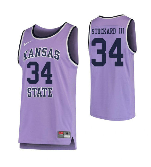 Kansas State Wildcats 34 Levi Stockard Iii College Basketball Jersey Purple stitched retro jersey