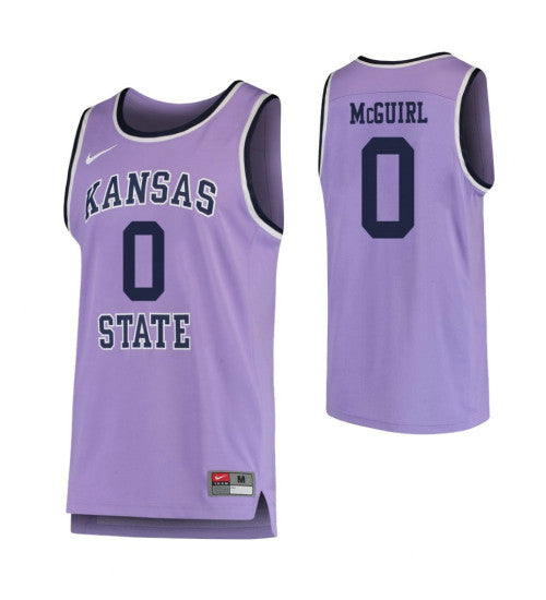 Kansas State Wildcats 0 Mike Mcguirl College Basketball Jersey Purple stitched retro jersey