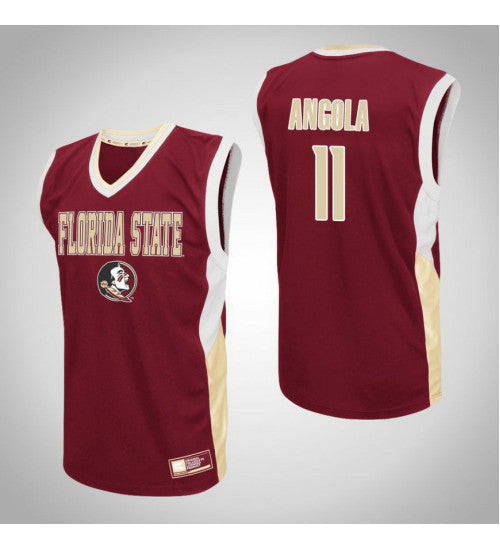 Florida State Seminoles 11 Braian Angola Fadeaway College Basketball Jersey Red stitched retro jersey
