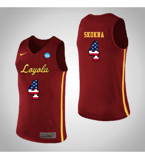 Loyola Chi Ramblers 4 Bruno Skokna Usa Flag College Basketball Jersey Red | Stitched Jersey RTJS 3378