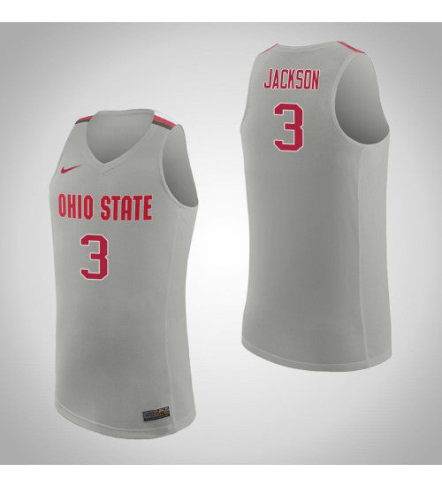 Ohio State Buckeyes #3 Cj Jackson College Basketball Jersey Pure Gray stitched college jersey