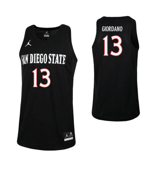 San Diego State Aztecs Caleb Giordano #13 Black stitched throwback college basketball jersey