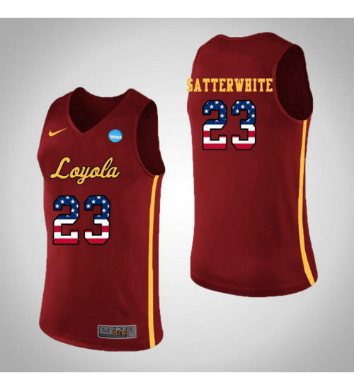 Loyola Chi Ramblers 23 Cameron Satterwhite Usa Flag College Basketball Jersey Red | Stitched Jersey RTJS 3396