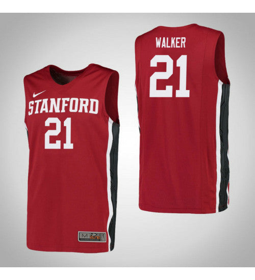 Walker Red Stanford Cameron #21 Red stitched throwback college basketball jersey