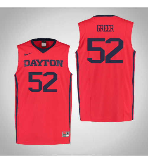 Dayton Flyers 52 Camron Greer College Basketball Jersey Red 960 stitched basketball jersey for game day fanwear