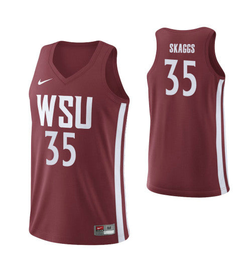 Washington State Cougars Carter Skaggs Home #35 Crimson stitched throwback college basketball jersey