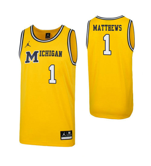 Michigan Wolverines 1 Charles Matthews 1989 Throwback College Basketball Jersey Maize | Stitched Jersey RTJS 8669