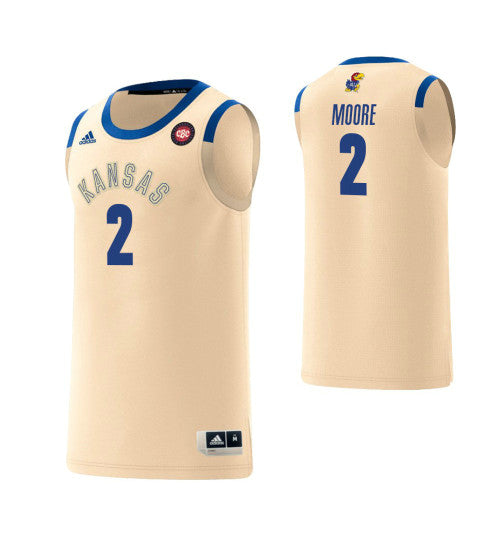 Kansas Jayhawks 2 Charlie Moore Harlem Renaissance College Basketball Jersey Cream stitched retro jersey