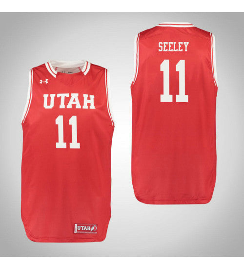 Utah Utes 11 Chris Seeley College Basketball Jersey Red | Stitched Jersey RTJS 6459