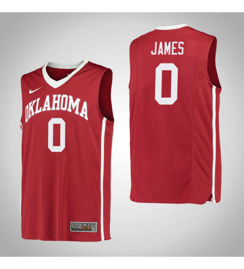 Oklahoma Sooners 0 Christian James College Basketball Jersey Red | Stitched Jersey RTJS 7680