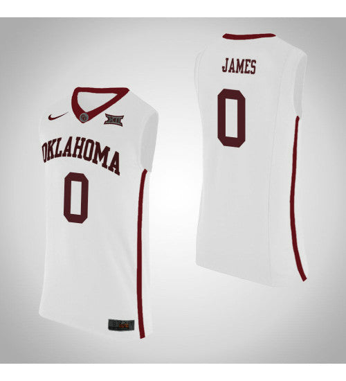 Oklahoma Sooners #0 Christian James College Basketball Jersey White stitched college jersey