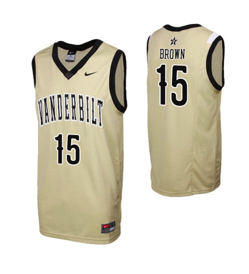 Vanderbilt Commodores Clevon Gold #15 Gold stitched throwback college basketball jersey