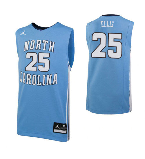 North Carolina Tar Heels #25 Caleb Ellis College Basketball Jersey Carolina Blue stitched college jersey