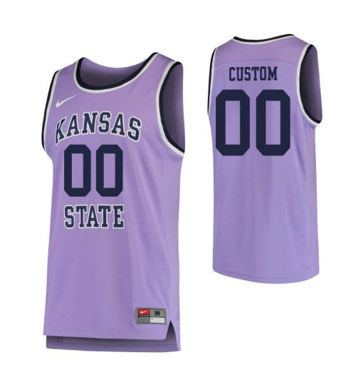 Kansas State Wildcats Custom College Basketball Jersey Purple stitched retro jersey