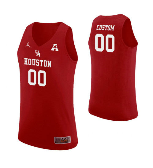 Houston Cougars Custom College Basketball Jersey Red stitched retro jersey