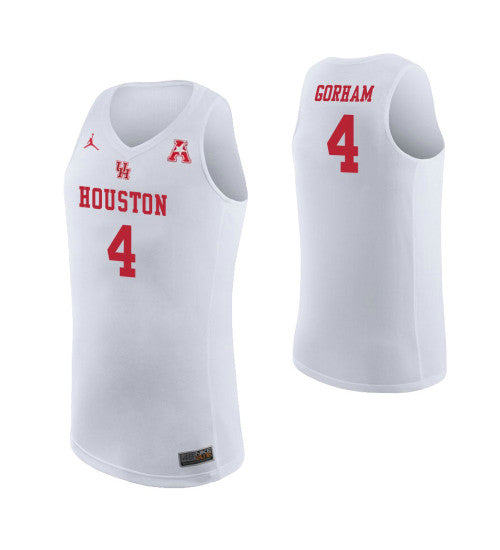Houston Cougars 4 Justin Gorham College Basketball Jersey White stitched retro jersey