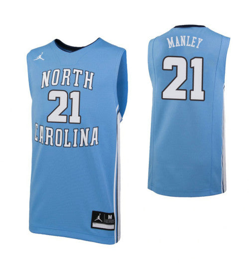 North Carolina Tar Heels 21 Sterling Manley College Basketball Jersey Carolina Blue | Stitched Jersey RTJS 8091