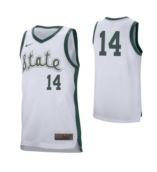 Michigan State Spartans #14 Brock Washington Retro Performance College Basketball Jersey White stitched college jersey