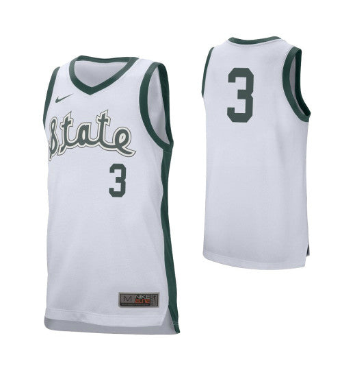 Michigan State Spartans 3 Gabe Brown Retro Performance College Basketball Jersey White | Stitched Jersey RTJS 8789