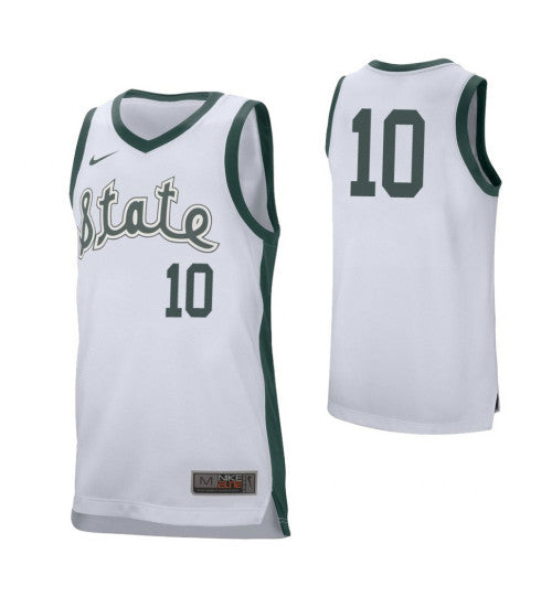 Michigan State Spartans 10 Jack Hoiberg Retro Performance College Basketball Jersey White | Stitched Jersey RTJS 8873