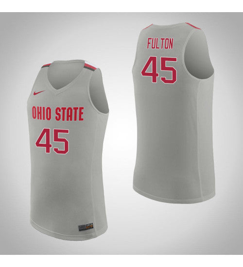 Ohio State Buckeyes 45 Connor Fulton College Basketball Jersey Pure Gray | Stitched Jersey RTJS 7688