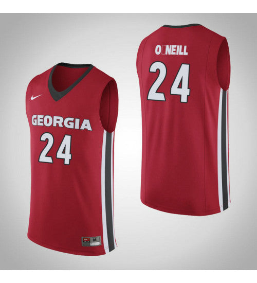 Georgia Bulldogs 24 Connor Oneill College Basketball Jersey Red | Stitched Jersey RTJS 4418