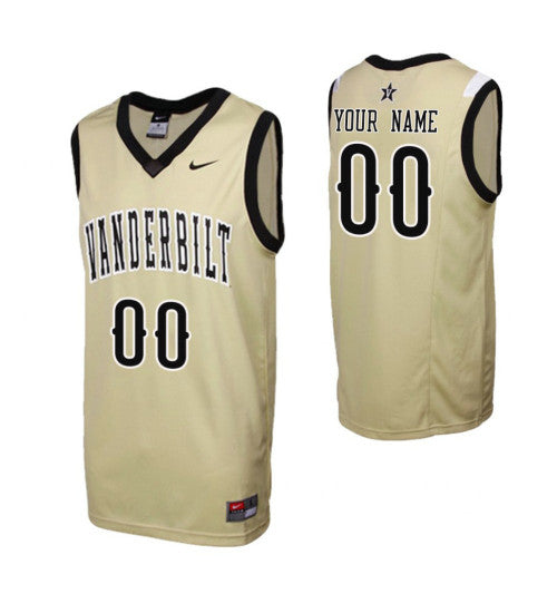 Vanderbilt Commodores Custom College Basketball Jersey Gold | Stitched Jersey RTJS 7331