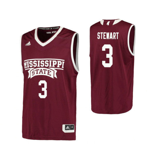 Mississippi State Bulldogs 3 Dj Stewart College Basketball Jersey Maroon | Stitched Jersey RTJS 8379