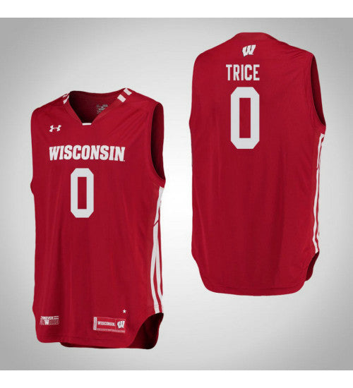 Wisconsin Badgers Dmitrik Trice #0 Red stitched throwback college basketball jersey