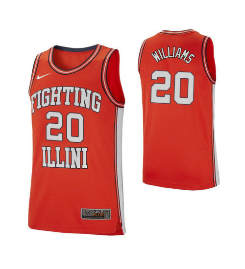 Illinois Fighting Illini 20 Damonte Williams Retro Performance College Basketball Jersey Orange | Stitched Jersey RTJS 4225