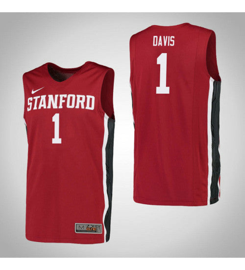 Davis Red Stanford Daejon #1 Red stitched throwback college basketball jersey