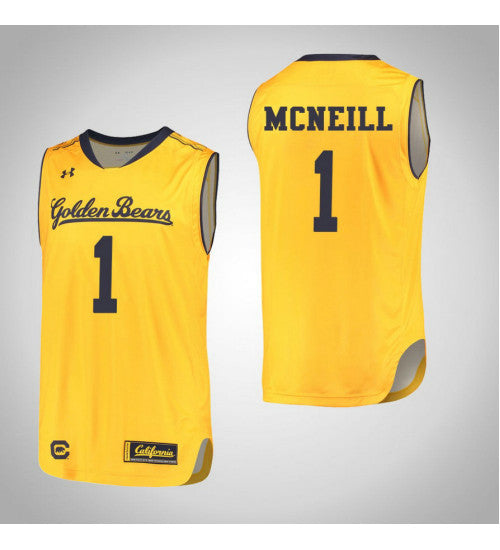 California Golden Bears 1 Darius Mcneill College Basketball Jersey Gold 607 stitched basketball jersey for game day fanwear