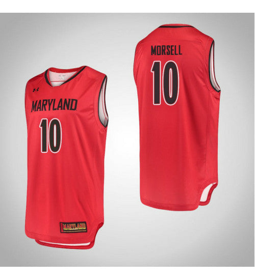 Maryland Terrapins 10 Darryl Morsell College Basketball Jersey Red | Stitched Jersey RTJS 9081