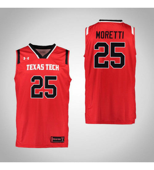 Davide Moretti Texas Tech Raiders #25 Red stitched throwback college basketball jersey