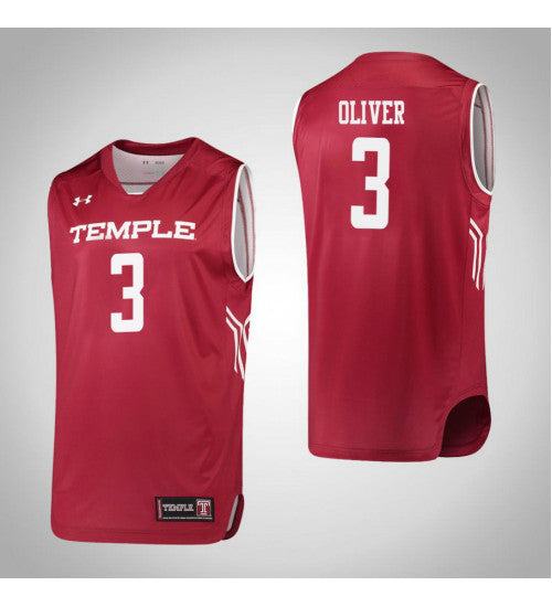 Desiree Oliver Temple Owls #3 Red stitched throwback college basketball jersey