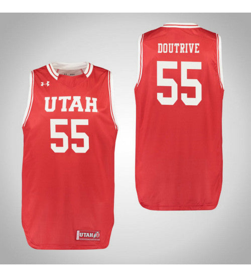 Devante Doutrive Utah Utes #55 Red stitched throwback college basketball jersey