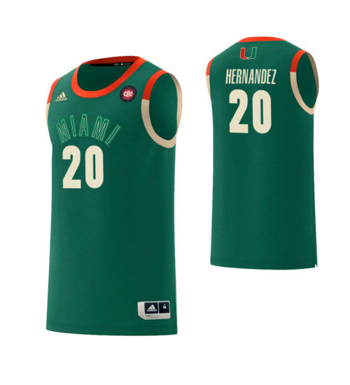 Miami Hurricanes 20 Dewan Hernandez Harlem Renaissance College Basketball Jersey Green | Stitched Jersey RTJS 8953