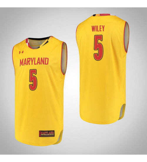 Maryland Terrapins 5 Dion Wiley College Basketball Jersey Yellow | Stitched Jersey RTJS 9047