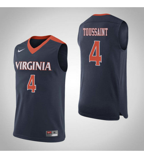 Dominique Toussaint Virginia Cavaliers #4 Navy stitched throwback college basketball jersey